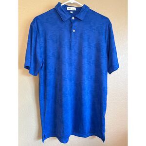 Peter Millar Carl Distressed Camo Performance Jacquard Golf Polo Mens M Blue